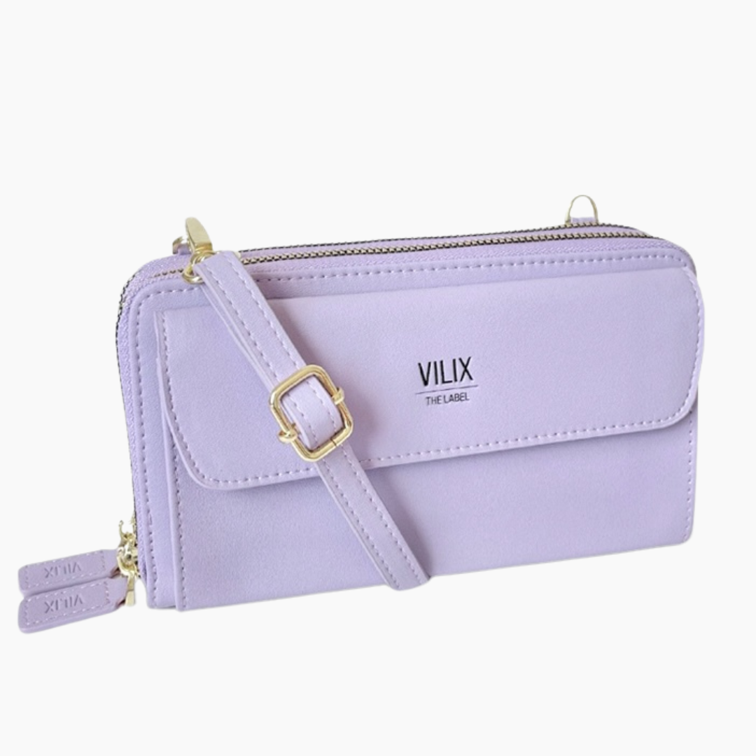 Manfield crossbody tas met crocoprint paars Manfield crossbody tas met crocoprint paars